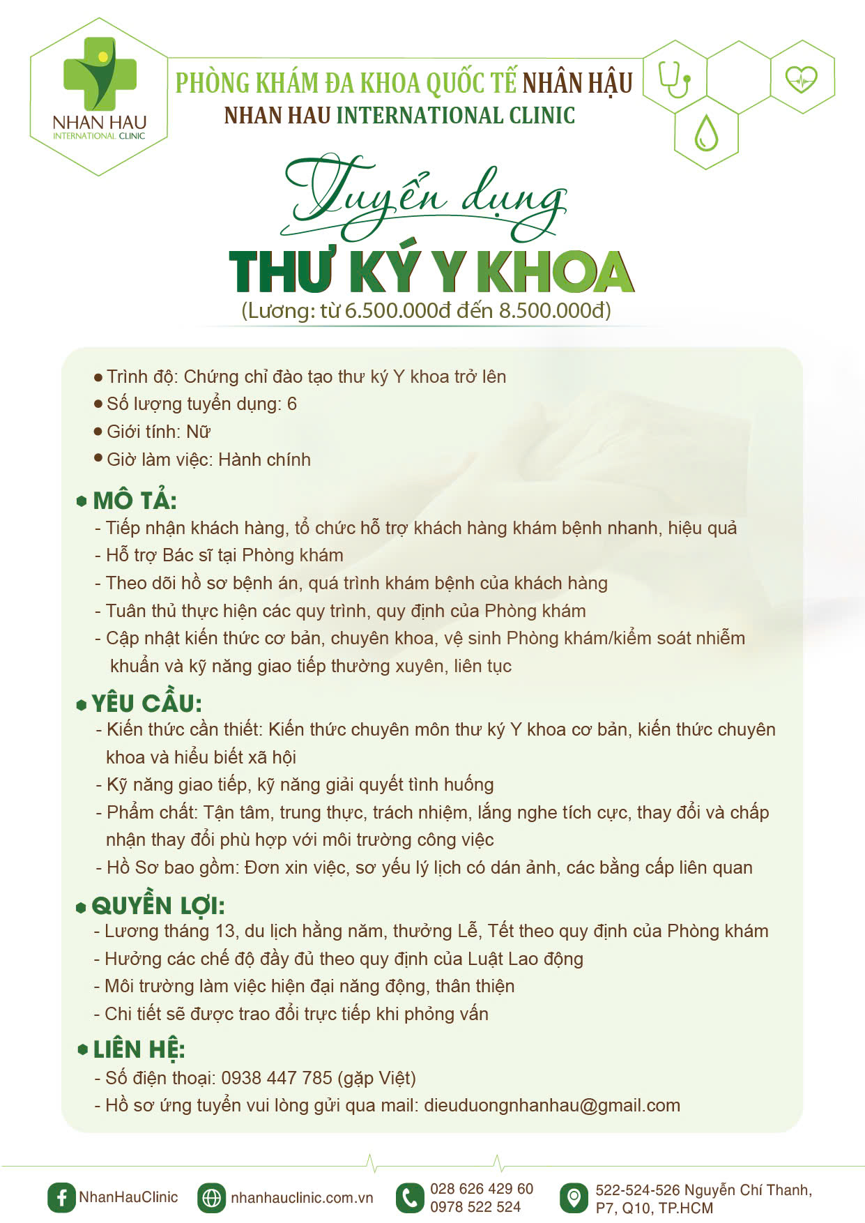 tuyển dụng thư ký y khoa