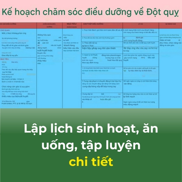 Lập lịch sinh hoạt, ăn uống, tập luyện cho người bệnh tai biến mạch máu não