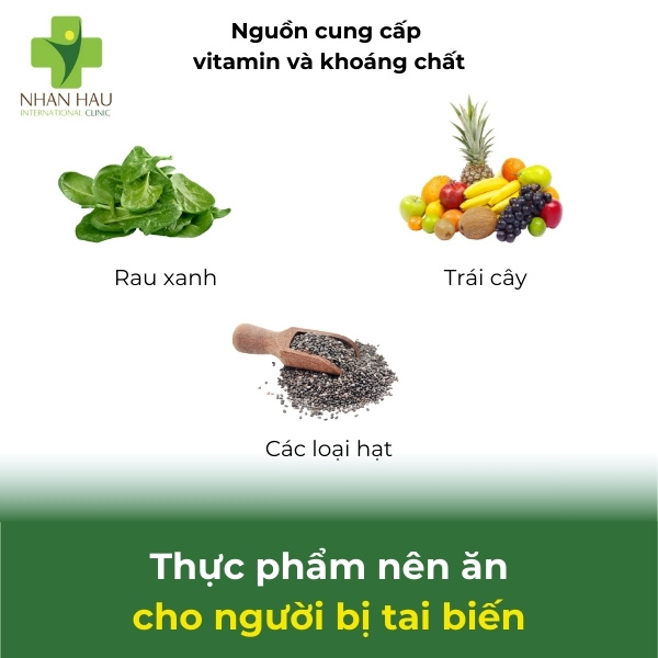 Thực phẩm nên ăn cho người bị tai biến - Nguồn cung cấp vitamin và khoáng chất