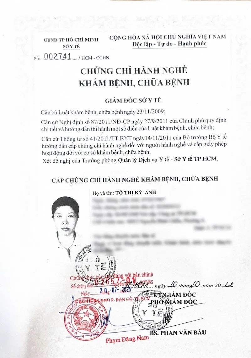 chứng chỉ hành nghề tô thị kỳ anh